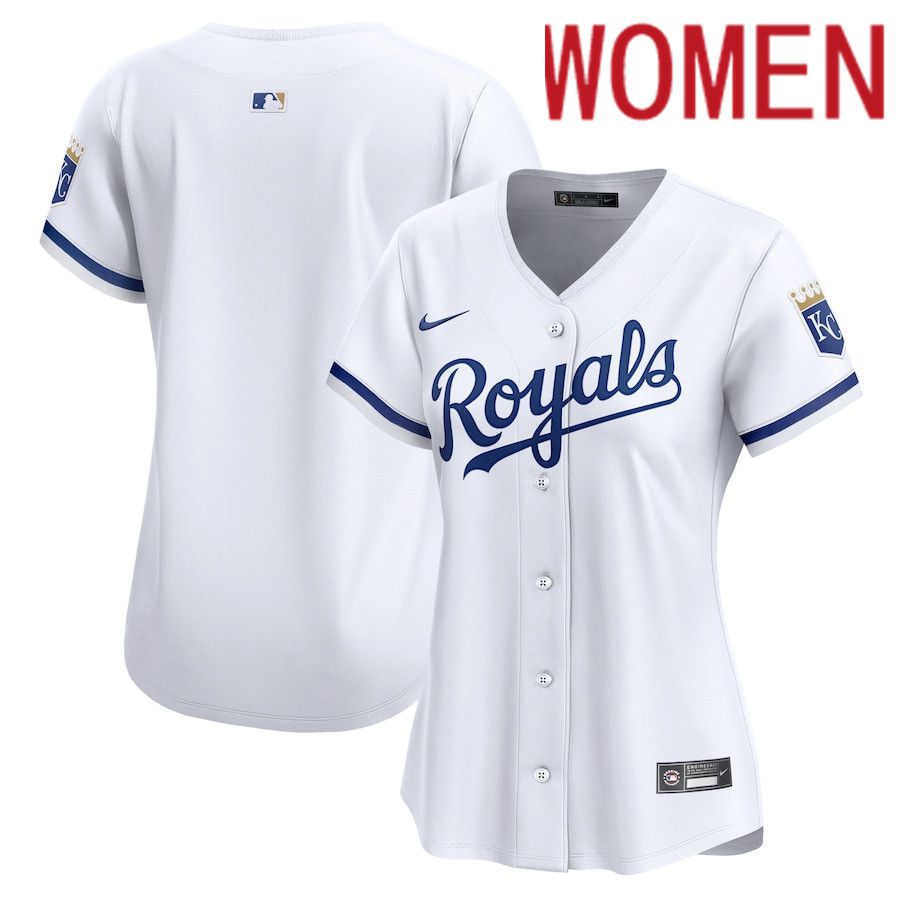 Women Kansas City Royals Nike White Home Limited MLB Jersey->customized mlb jersey->Custom Jersey